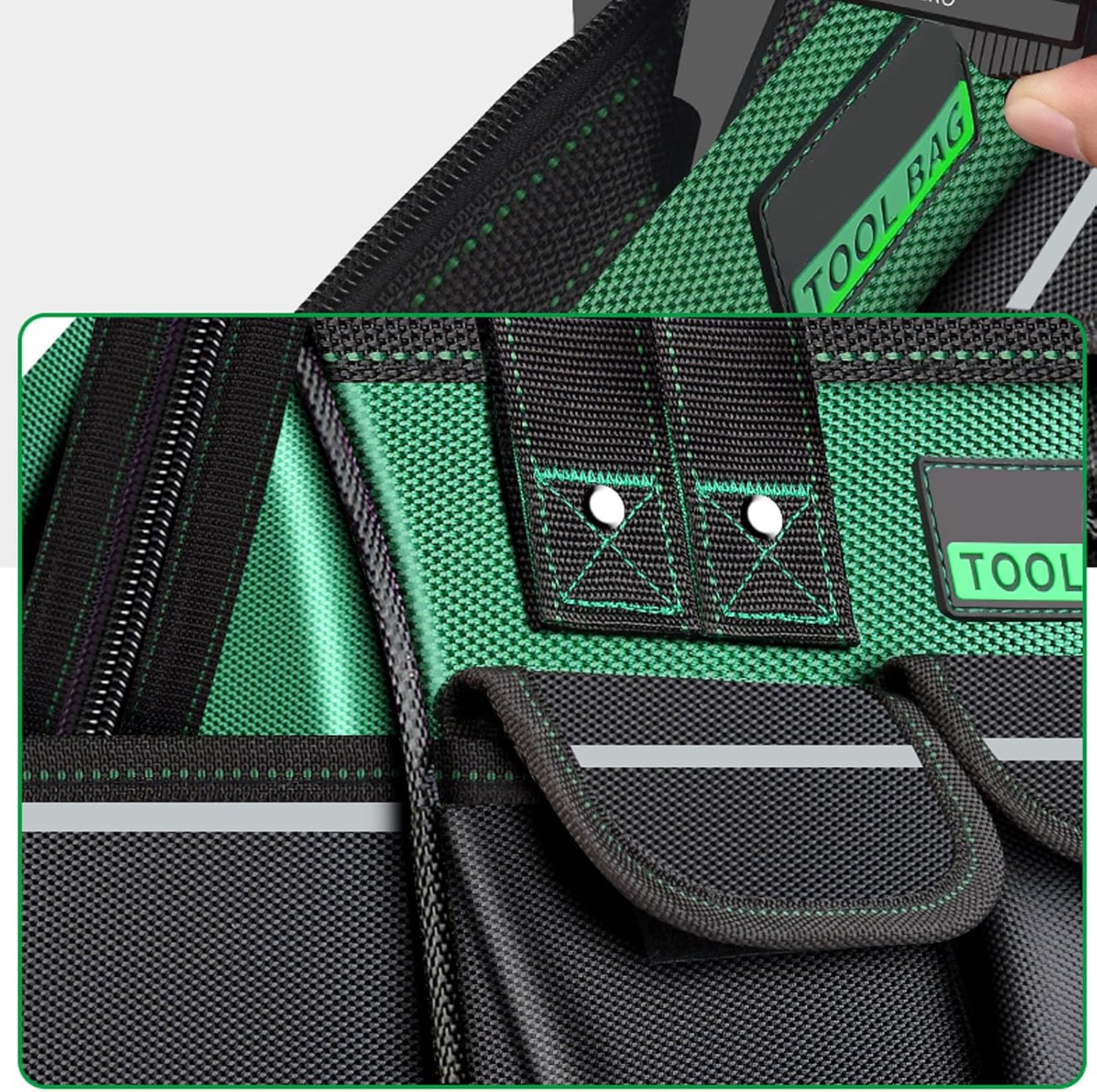  Sac à Outils Multifonction De 40,6 Cm Avec Base En ABS Robuste Et Plusieurs Poches De Transport Pour Un Rangement Facile