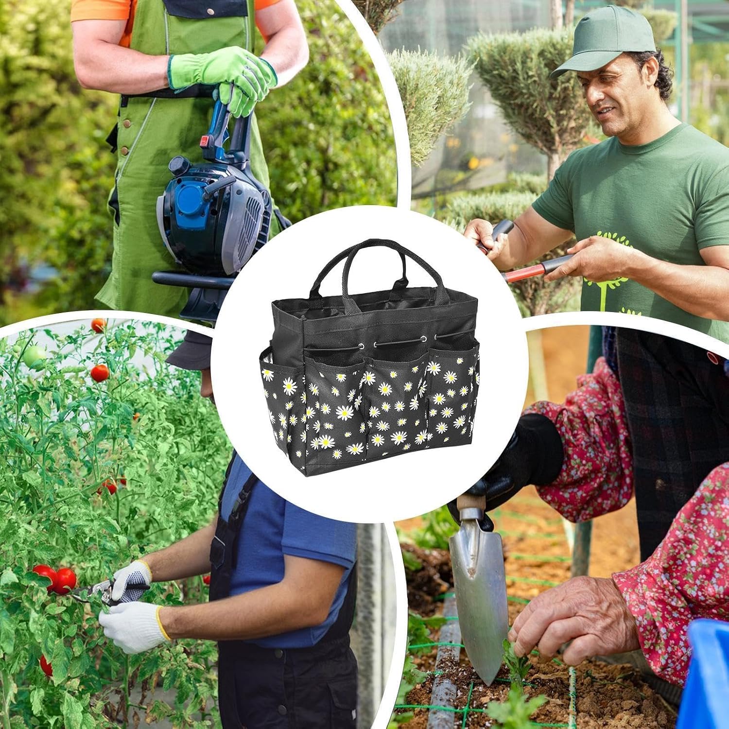 GENERIC Sac De Jardinage Oxford De Grande Capacité Pour Femme, Sac à Outils De Jardin, Pour Cour, Extérieur, Terrasse, Ferme, Verger, Maison, Garage, Travail, Gants, Pelle, Désherbeur, Bouteille