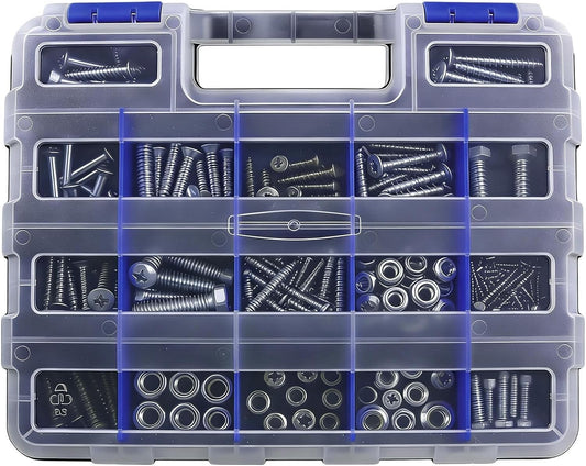 GENERIC Boîte De Rangement Pour Vis – 34 Compartiments Double Face | Boîte à Outils Pour écrous, Boulons, Clous, Bijoux, Articles De Pêche, électroniques, Garage, Atelier, Bureau, Maison