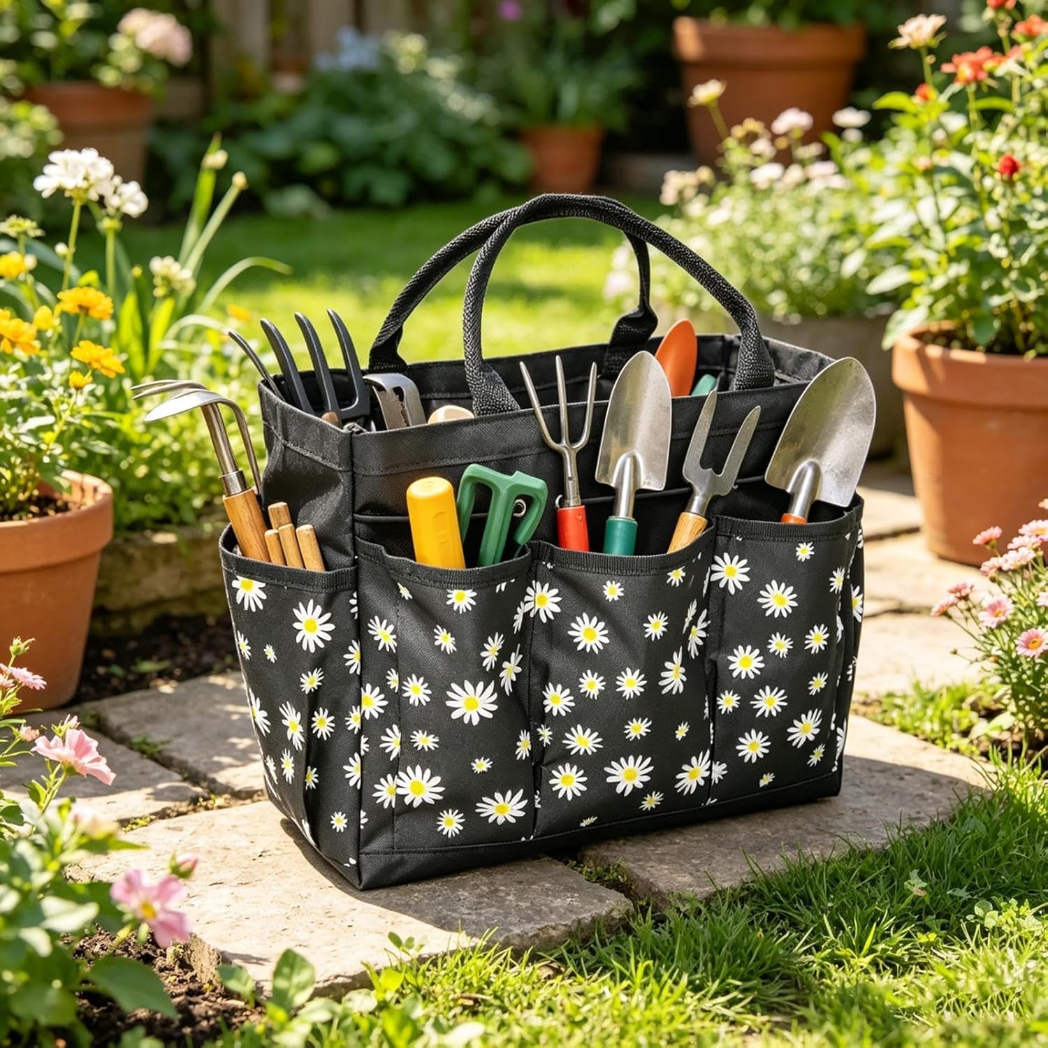 GENERIC Sac De Jardinage Oxford De Grande Capacité Pour Femme, Sac à Outils De Jardin, Pour Cour, Extérieur, Terrasse, Ferme, Verger, Maison, Garage, Travail, Gants, Pelle, Désherbeur, Bouteille