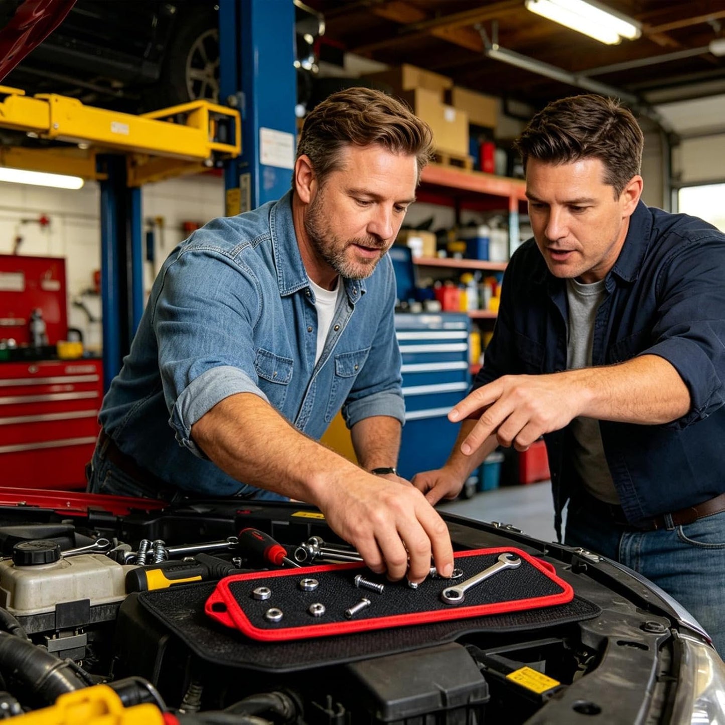  Support Magnétique Pour Outils | Support De Rangement Magnétique Avec Poignées | Tapis De Rangement Pliable Pour Outils – Pour Garage, Atelier, Réparation De Voiture, Jardin, Construction