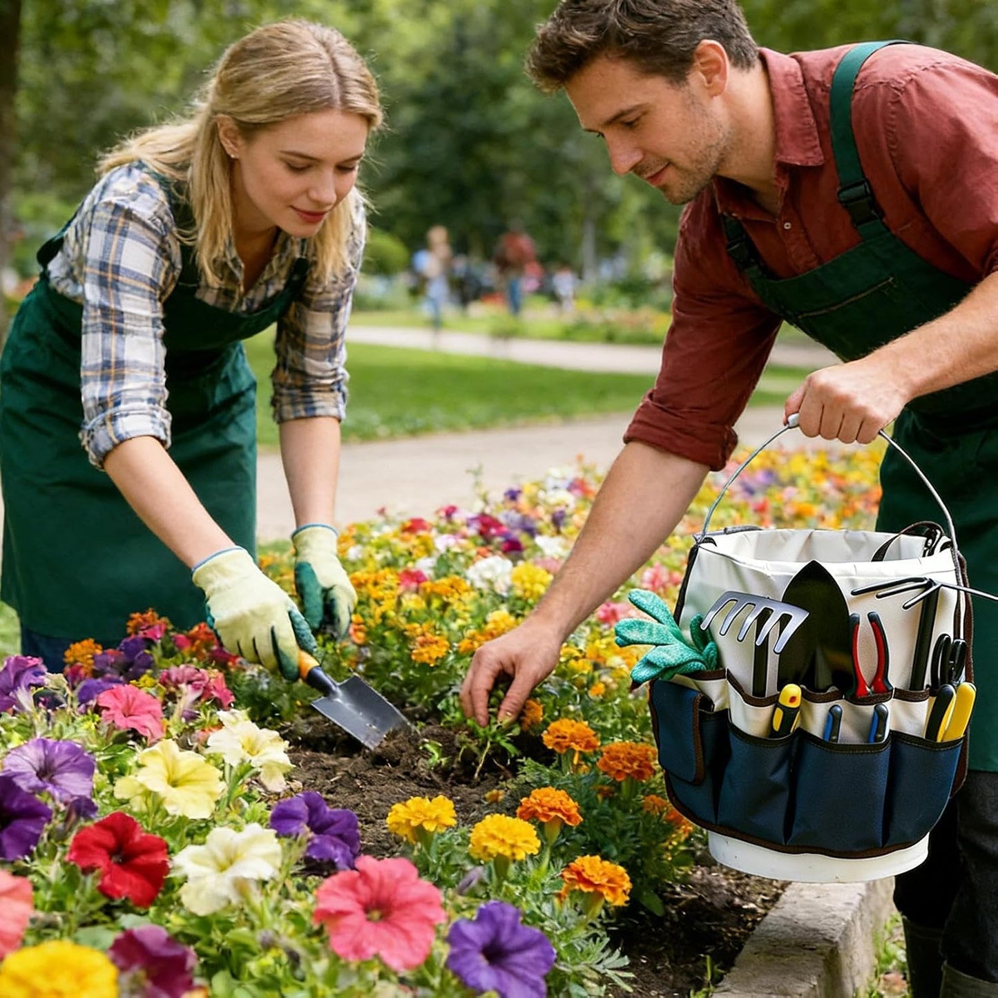 GENERIC Sac à Outils De Jardin - Organisateur Oxford De 32 Pouces Avec Capacité | Sac Robuste Avec Base épaissie, Sac De Rangement Pour Outils De Jardin Pour Femmes, Papa Bricoleur, Accessoires De Menuiserie