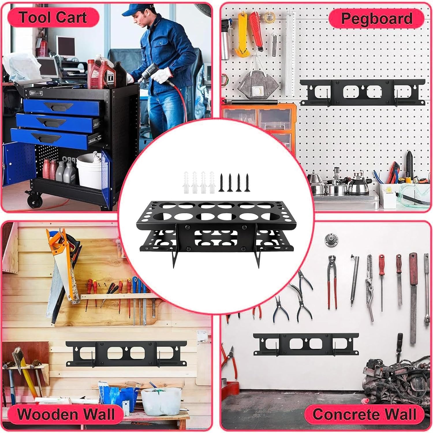 GENERIC Support De Rangement Mural à 12 Emplacements Pour Outils De Calfeutrage à La Main | Pour Salon, Dortoir, Atelier De Réparation à Domicile