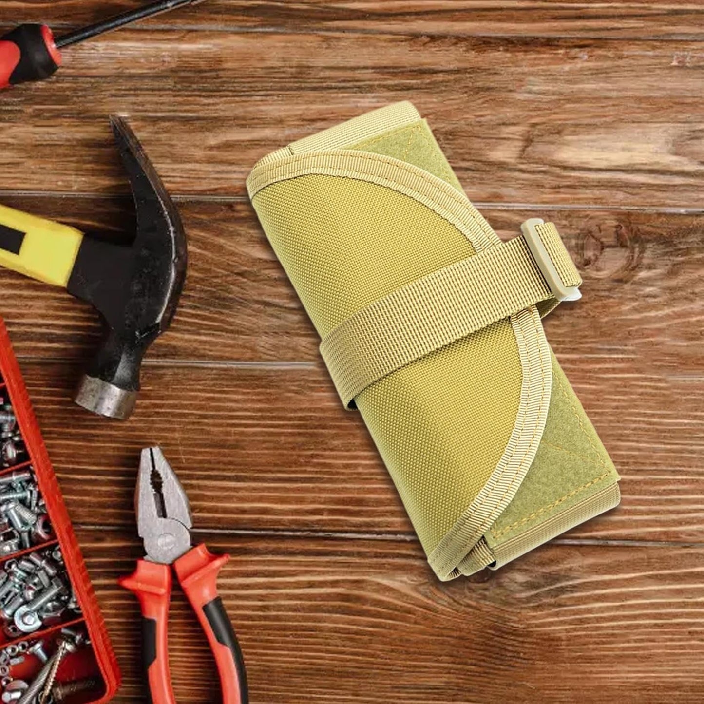 GENERIC Sac à Outils Enroulable – Organisation De Rangement D'outils Roulée Robuste | Pochette De Rangement En Nylon Résistant à L'usure Compacte Pour Bricoleur, Homme Et Papa