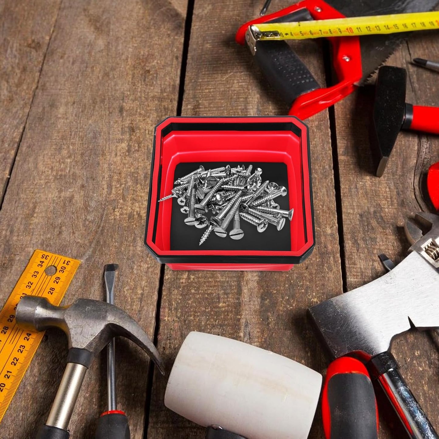  ULTECHNOVO Bol Magnétique Portable Rouge, Plateau De Rangement Pour Petites Pièces Et Outils, Utilisation Polyvalente En Bricolage