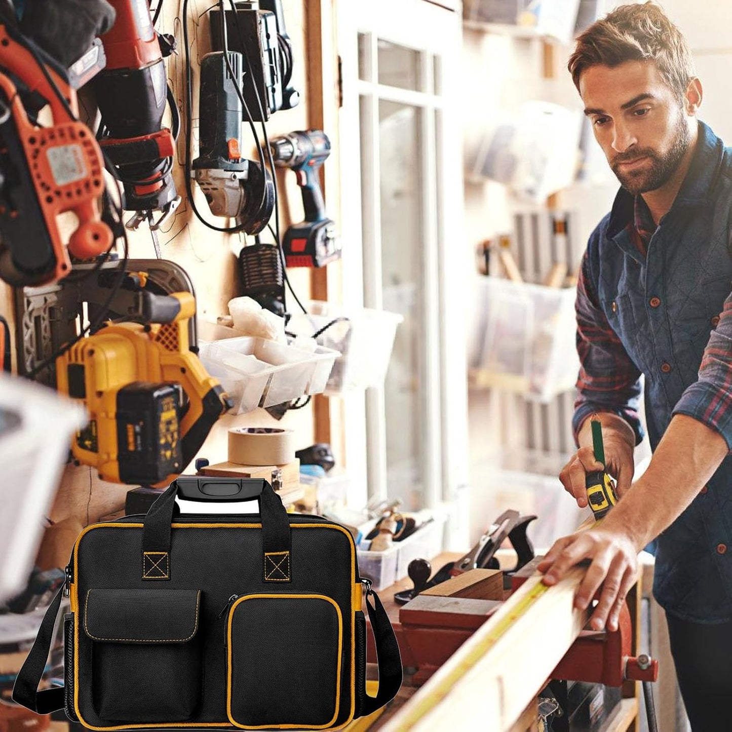  Sac à Outils De Réparation Multifonctionnel Avec Poignée Confortable Et Grand Espace Pour Divers Outils Et Accessoires, Sac à Outils D'électricien