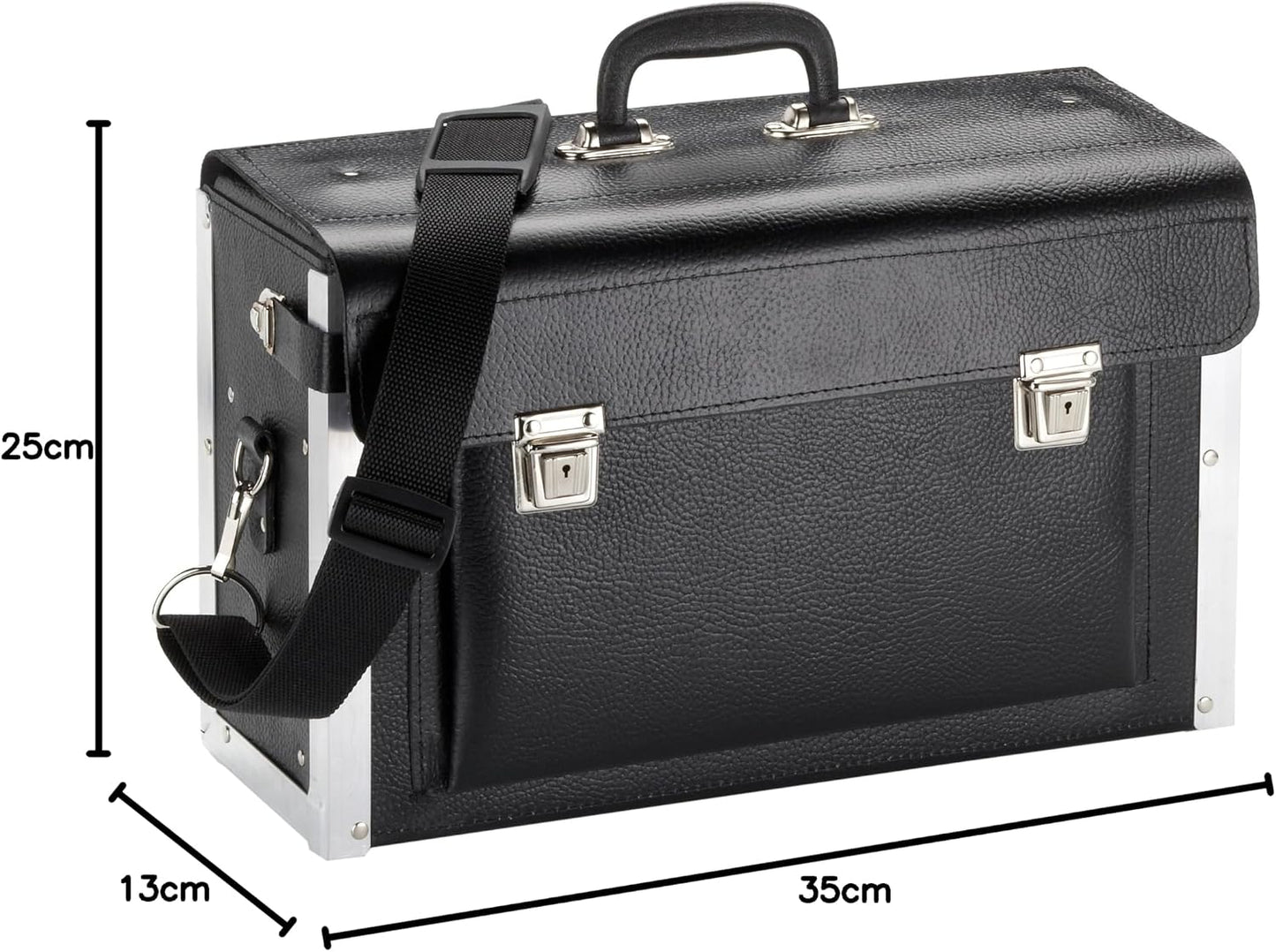  KS TOOLS 850.0310 - Valise à Outils Robuste En Cuir Naturel - 2,6 Kg - Dimension 420x150x250 Mm - 18 Compartiments De Rangement à L'intérieur - Charge Maximale: 30 Kg Noir
