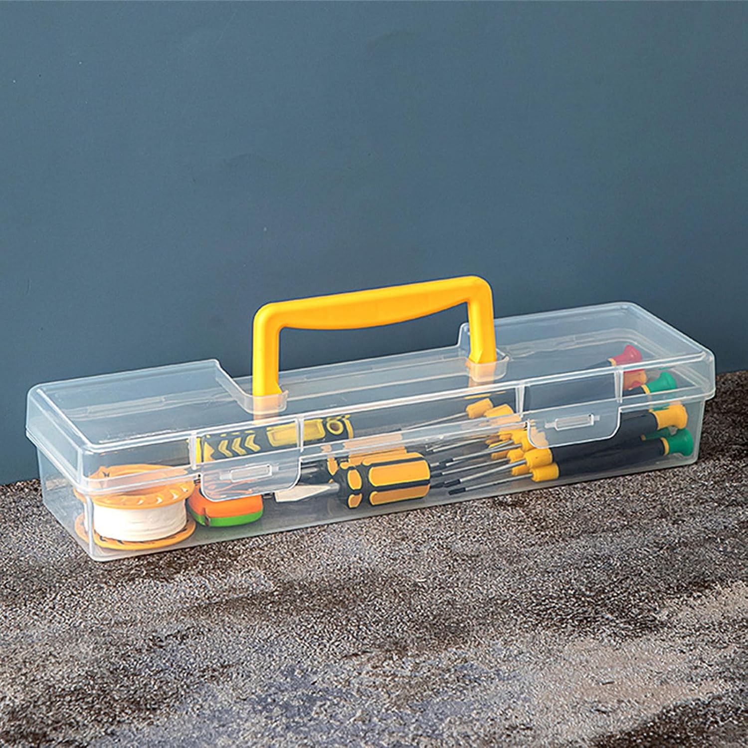  Boîte De Rangement Transparente Polyvalente Pour Outils De Réparation à Domicile, Poignée De Transport Facile Et Boîte à Outils De Construction En Plastique, Boîte De Rangement Pour Outils
