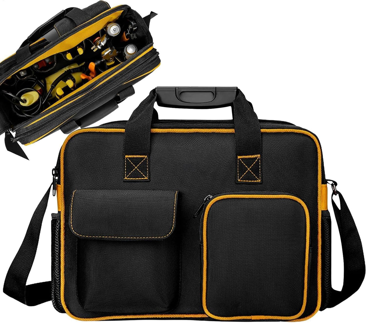 GENERIC Sac à Outils En Toile Pour électricien, Sac à Outils De Grande Capacité, Organisateur D'outils Robuste, Sac De Rangement D'outils En Toile, Organisateur D'outils Portable, Sac à Outils Avec