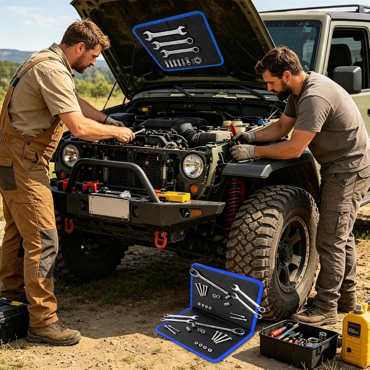  Tapis Magnétique à Outils,Organisateur De Pièces Avec Aimants - Grand Tapis Magnétique À Outils Pour Mécaniciens,pour Garage Maison Voiture Auto Bricolage Électronique Clés Tournevis Boulons