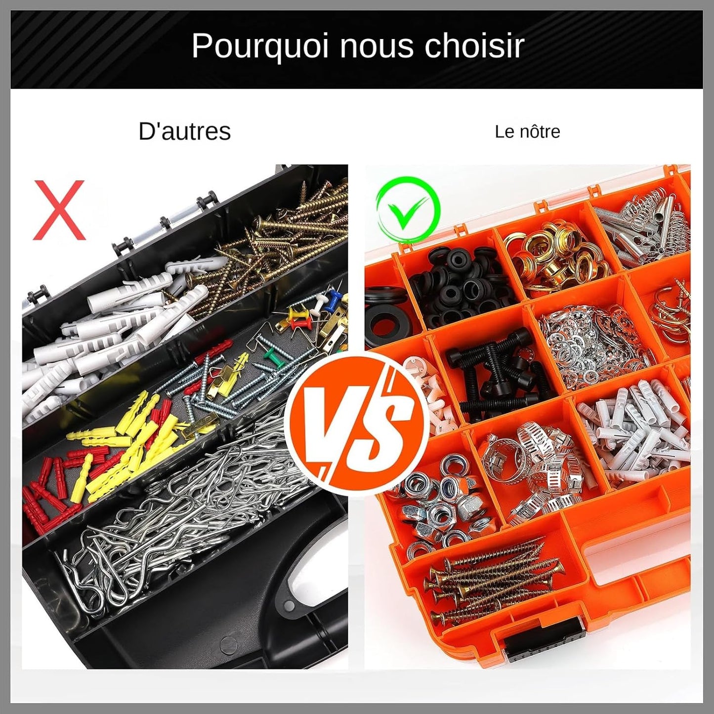  Boîte De Rangement D'Outils - Organisation Portative Double Face Avec 34 Compartiments - Coffret De Stockage Pour Mèches Boulons Écrous Avec Couvercle - Pour Vis Écrous Boulons Forets Électronique Per