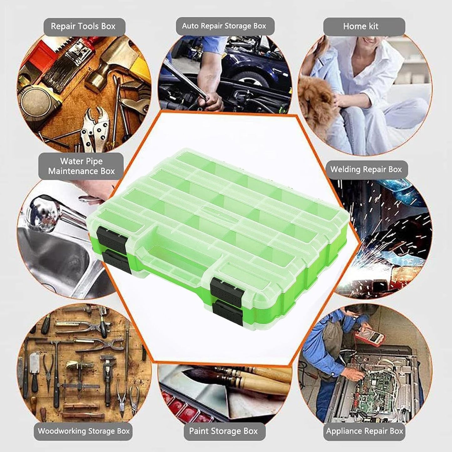  Boîte à Outils Portable Double Face Avec 34 Compartiments Pour Petites Pièces, Boîte à Vis Pour Matériel, Clous, Boulons, écrous, Prises, Perles électroniques, Fournitures De Bricolage, Maison, Garage
