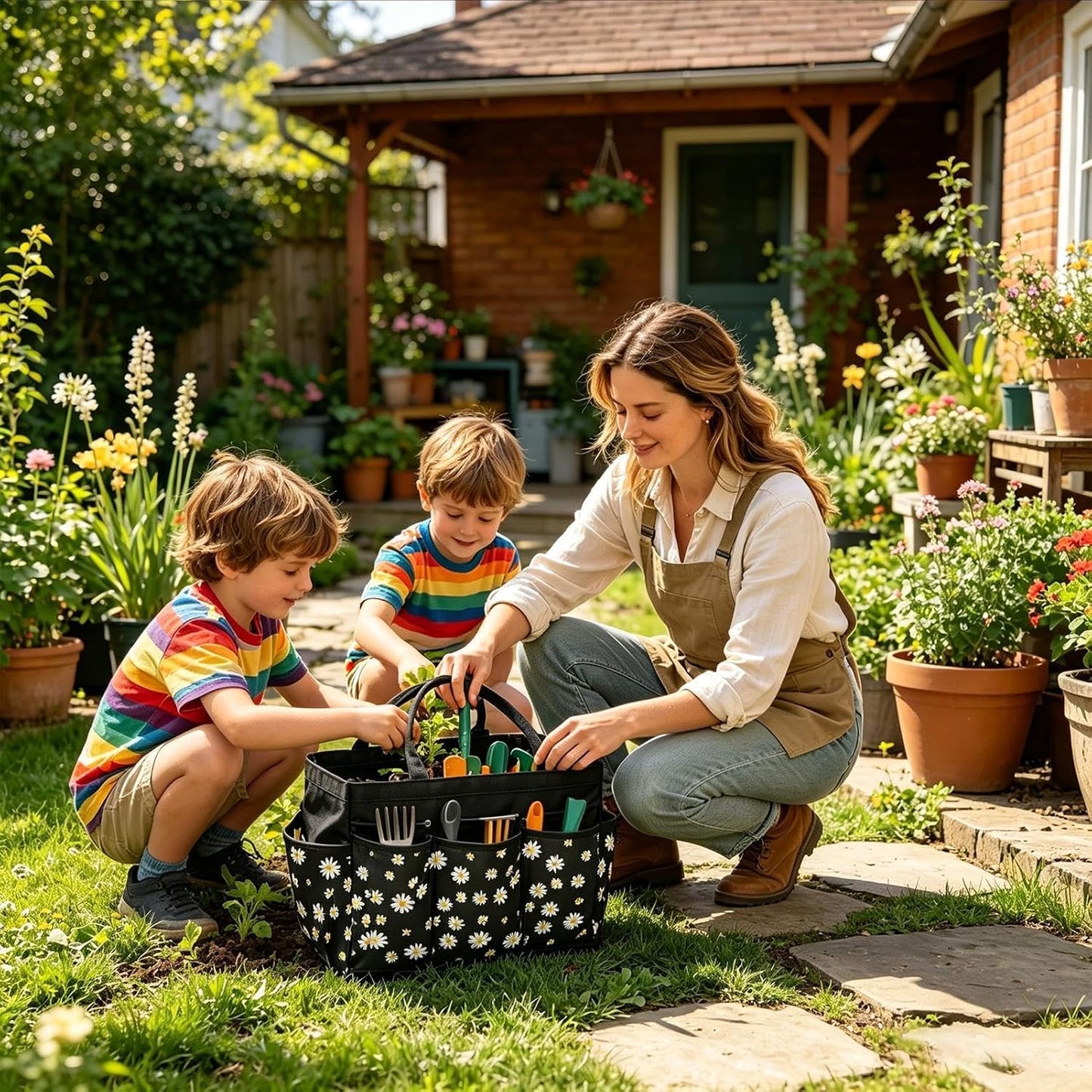 GENERIC Sac De Jardinage Oxford De Grande Capacité Pour Femme, Sac à Outils De Jardin, Pour Cour, Extérieur, Terrasse, Ferme, Verger, Maison, Garage, Travail, Gants, Pelle, Désherbeur, Bouteille