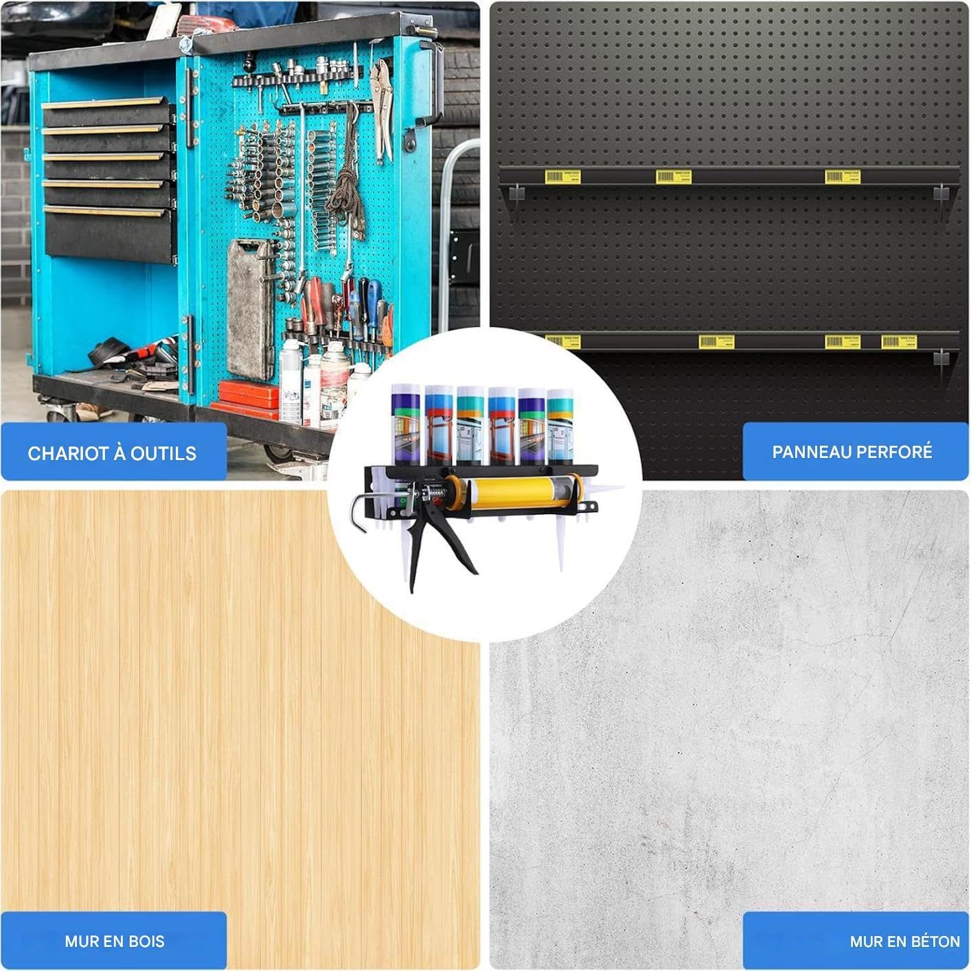  Organisateur De Mastic | Support Mural Robuste Pour Tubes De Calfeutrant - Rangement Pour Outils De Professionnels En Rénovation Et Maintenance