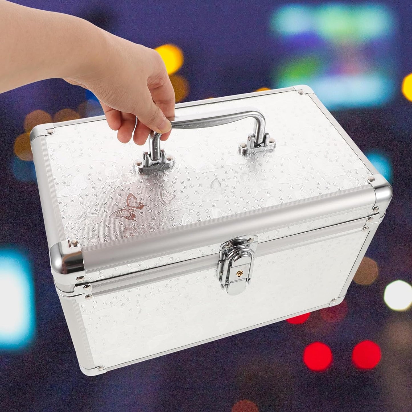  ULTECHNOVO Boîte à Outils Portable En Alliage D'aluminium Argentée, Construction Robuste Et Extérieur Résistant Aux Rayures, Petite Caisse De Rangement Pour Usage Quotidien Et Extérieur