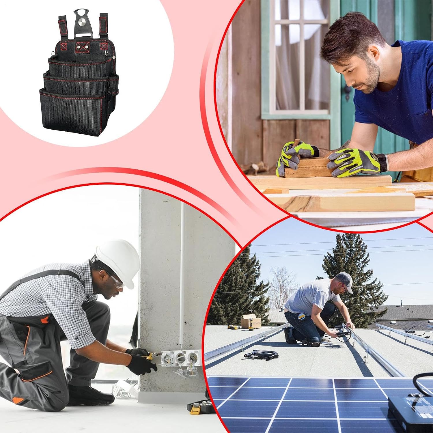 Genérico Outils Pour La Taille | Oxford Imperméable à 3 Couches, Porte-outils Organisateur Pour électriciens, Construction, Menuiserie, Jardinage Mécanique