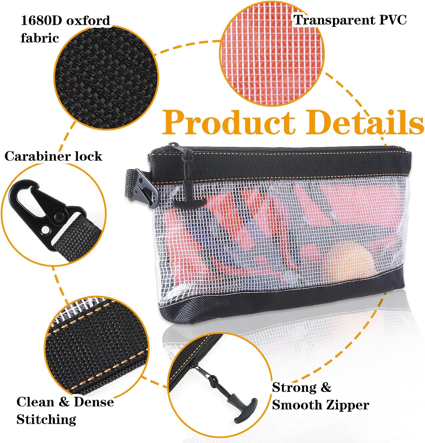  Oruola Lot De 1 Sac A Outils Matériau PVC Transparent,Sac Outils Petite Transparente,Rangement Outils Étanche Et Antistatique Pochette Zippée,Sacs Outils Avec Fermeture Éclair Pour Hommes
