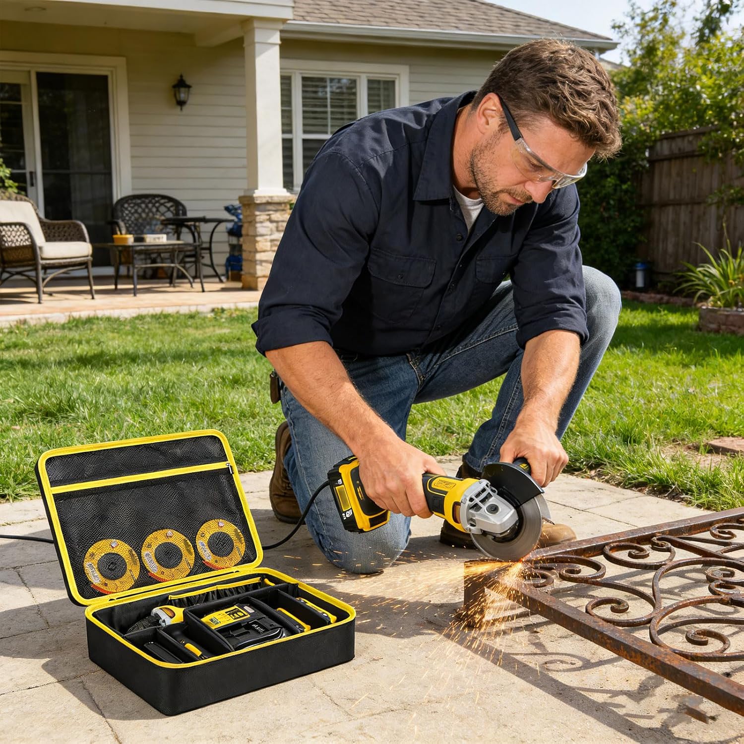  Solution De Rangement Portable Pour Disques Abrasifs Et Pièces D'outils électriques, Cadeaux, Compartiments Renforcés Et Zippés, Moulins Mobiles, Sac De Transport
