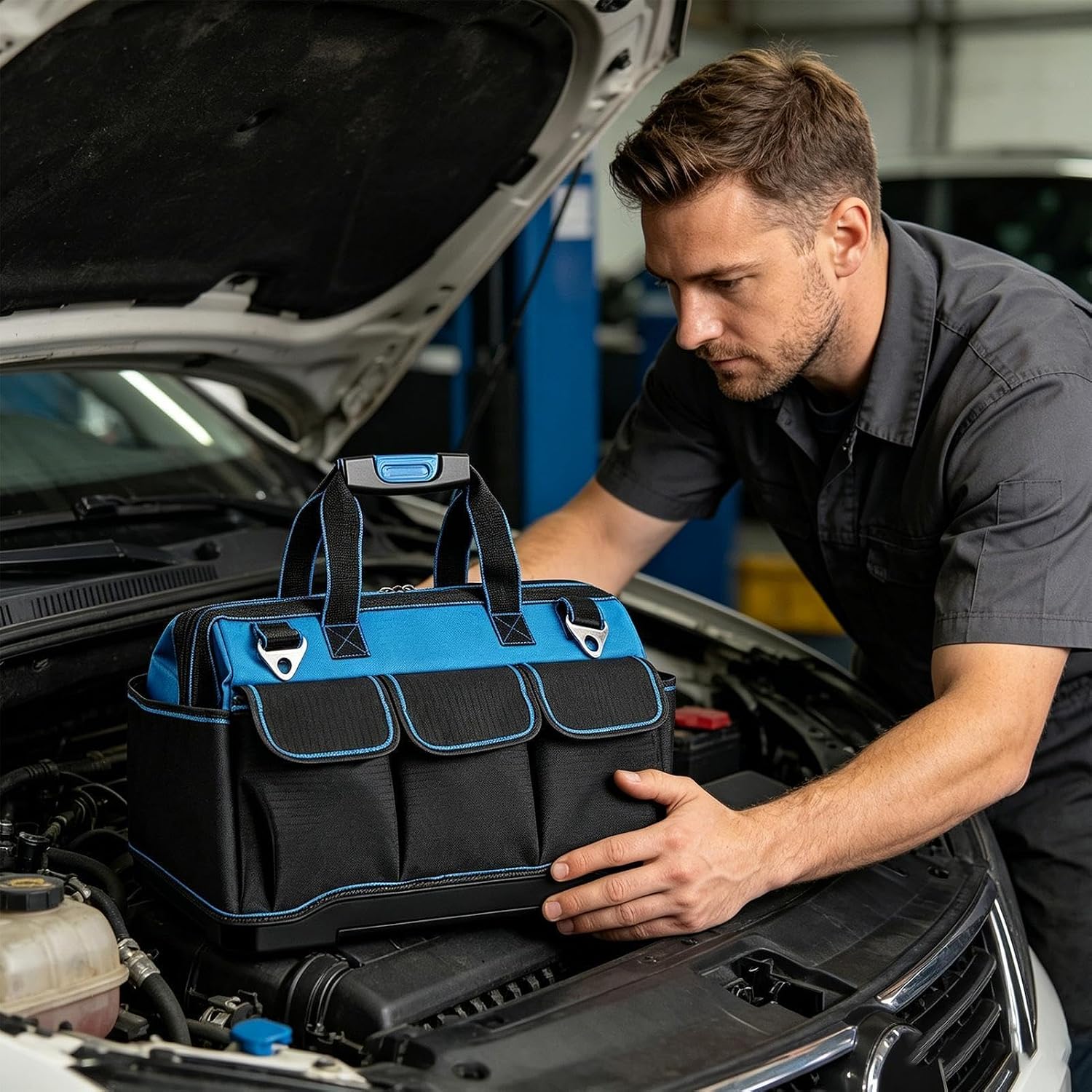 GENERIC Oxford Sac à Outils Robuste Et étanche Multi-poches | Sac à Outils électriques De Grande Capacité, Pour L'extérieur, Les Voyages, La Construction, La Réparation De Voiture, La Maison, Le Garage, Le
