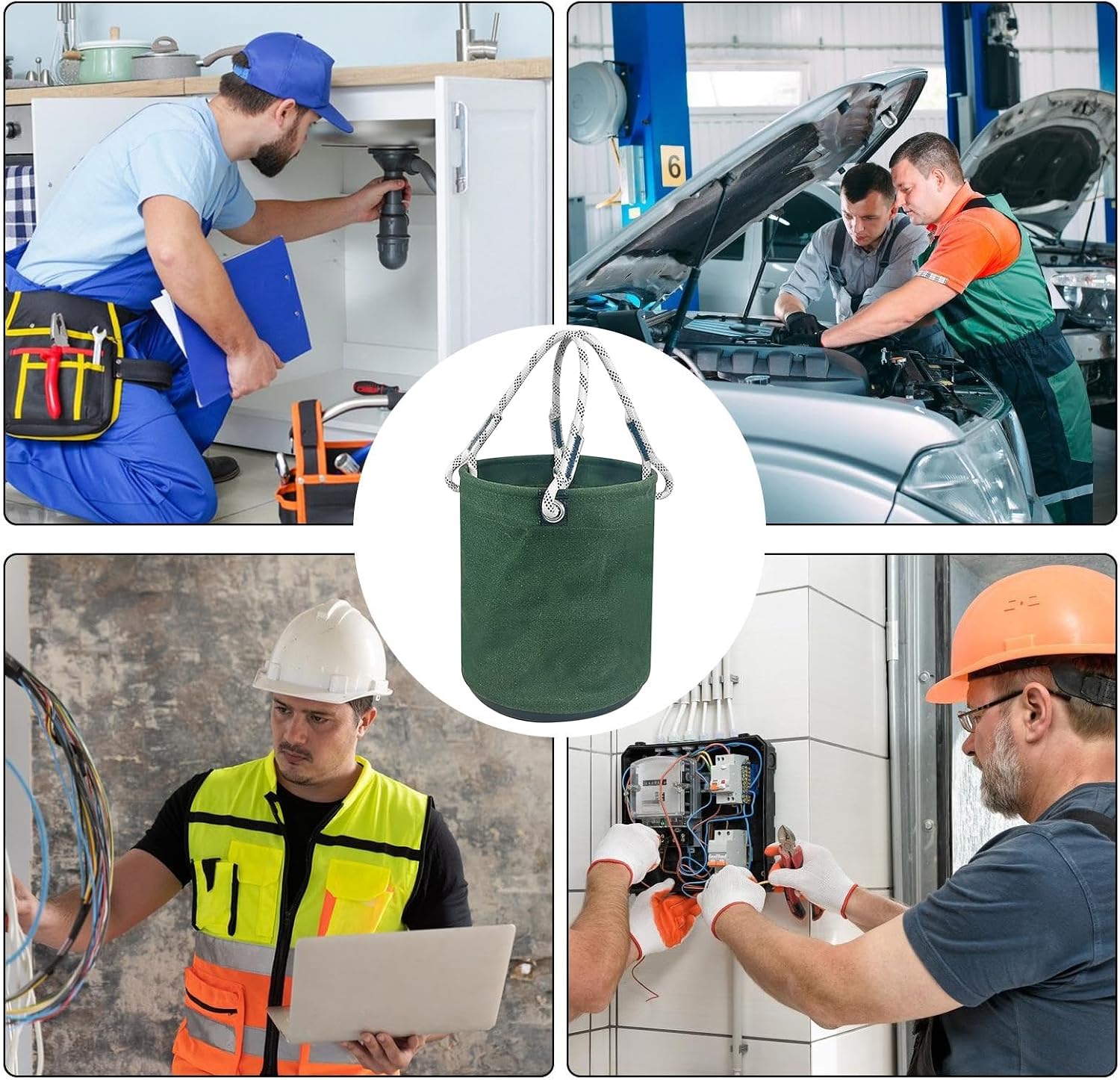  Sac Panier À Outils - Pochette De Rangement Organisation Outils,Porte-Équipement Léger Et Robuste Pour Outils Électriques