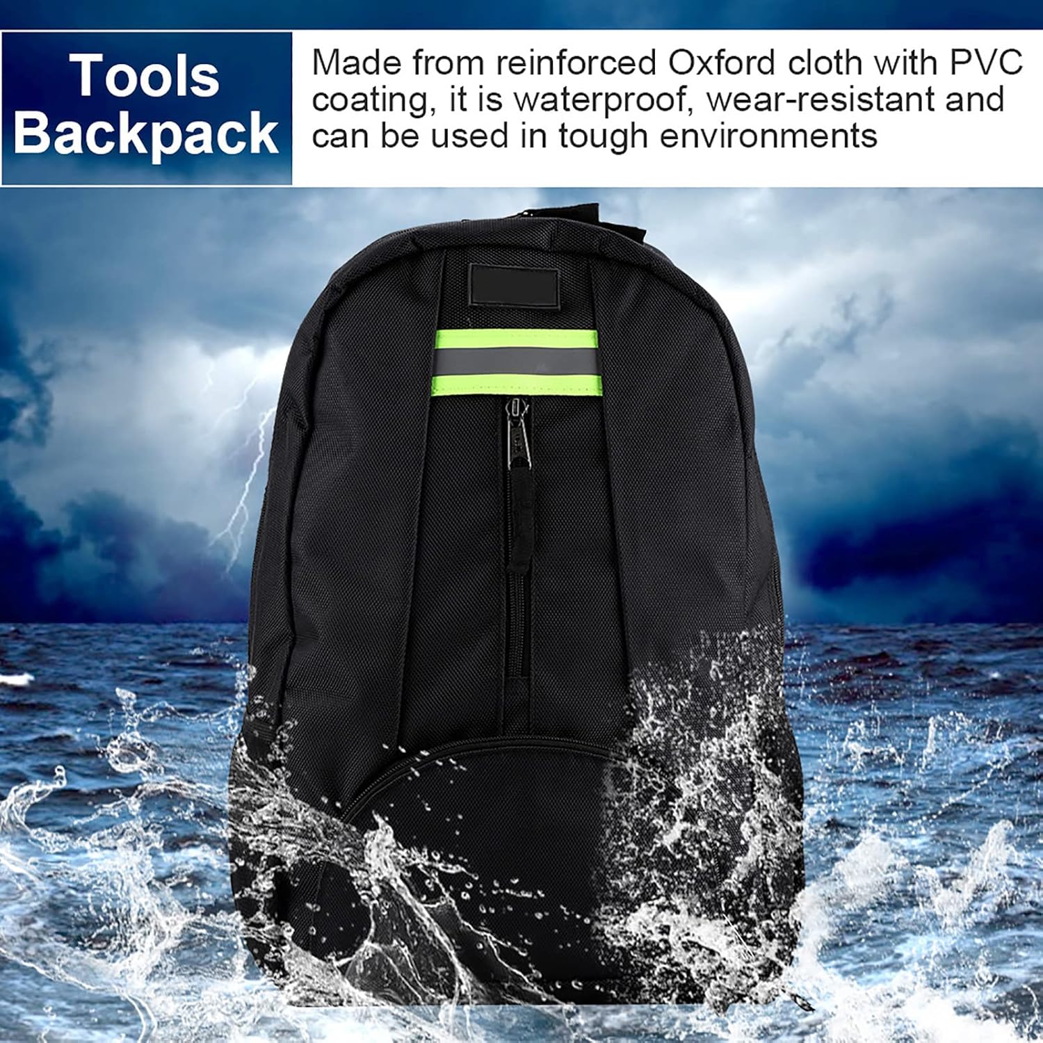  Sac à Dos à Outils Robuste, Sac D'électricien Avec épaule, Organisateur De Rangement D'outils Multi-poches Pour Entrepreneur (Noire)