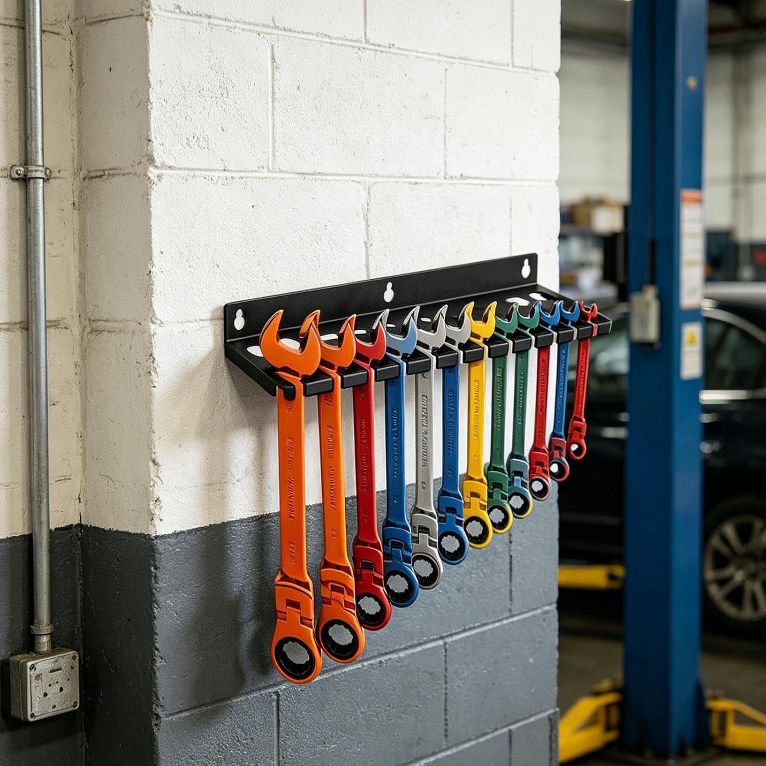 GENERIC Support De Clé Magnétique, Rangement D'outils Robustes, Plateau à Outils De 33 X 5,1 Cm Avec Fente Inclinée, Support De Rangement Robuste, Support D'économie D'espace Avec Support Mural, Trieur