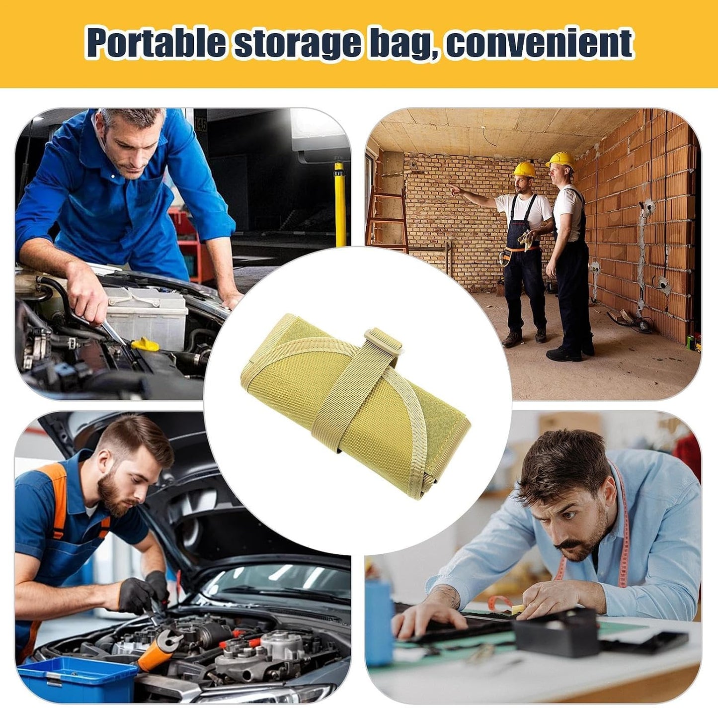 GENERIC Sac à Outils Enroulable – Organisation De Rangement D'outils Roulée Robuste | Pochette De Rangement En Nylon Résistant à L'usure Compacte Pour Bricoleur, Homme Et Papa