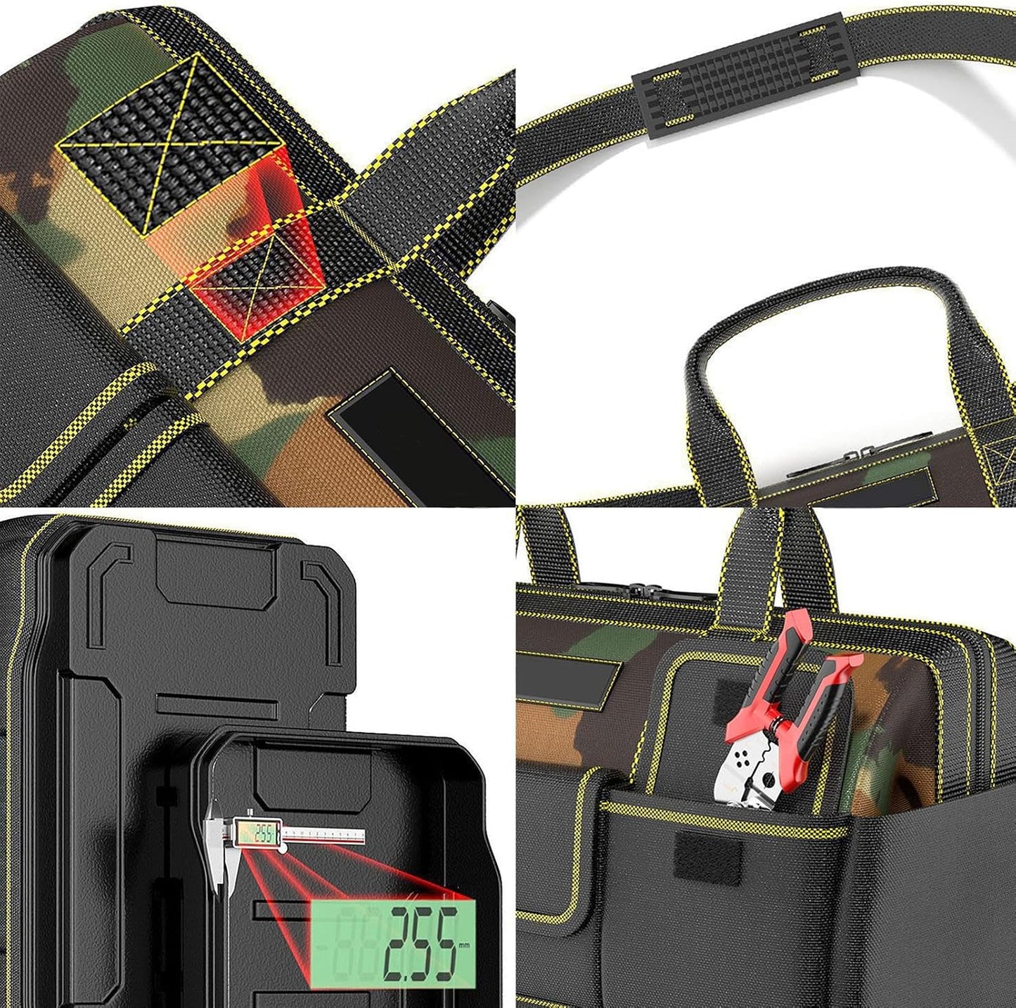  Sac à Outils D'Électricien | Sac Organisateur Portatif Pour Outils,Organisateur De Stockage Extensible Avec Pochette Boîte Et Ceinture Pour Électricien, Mécanicien, Jardin, Construction,