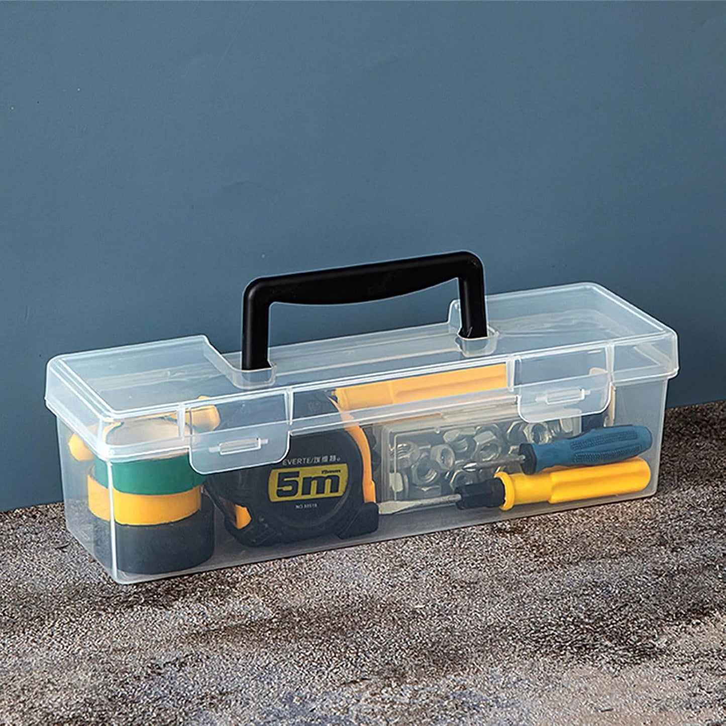  Boîte De Rangement Transparente Polyvalente Pour Outils De Réparation à Domicile, Poignée De Transport Facile Et Boîte à Outils De Construction En Plastique, Boîte De Rangement Pour Outils