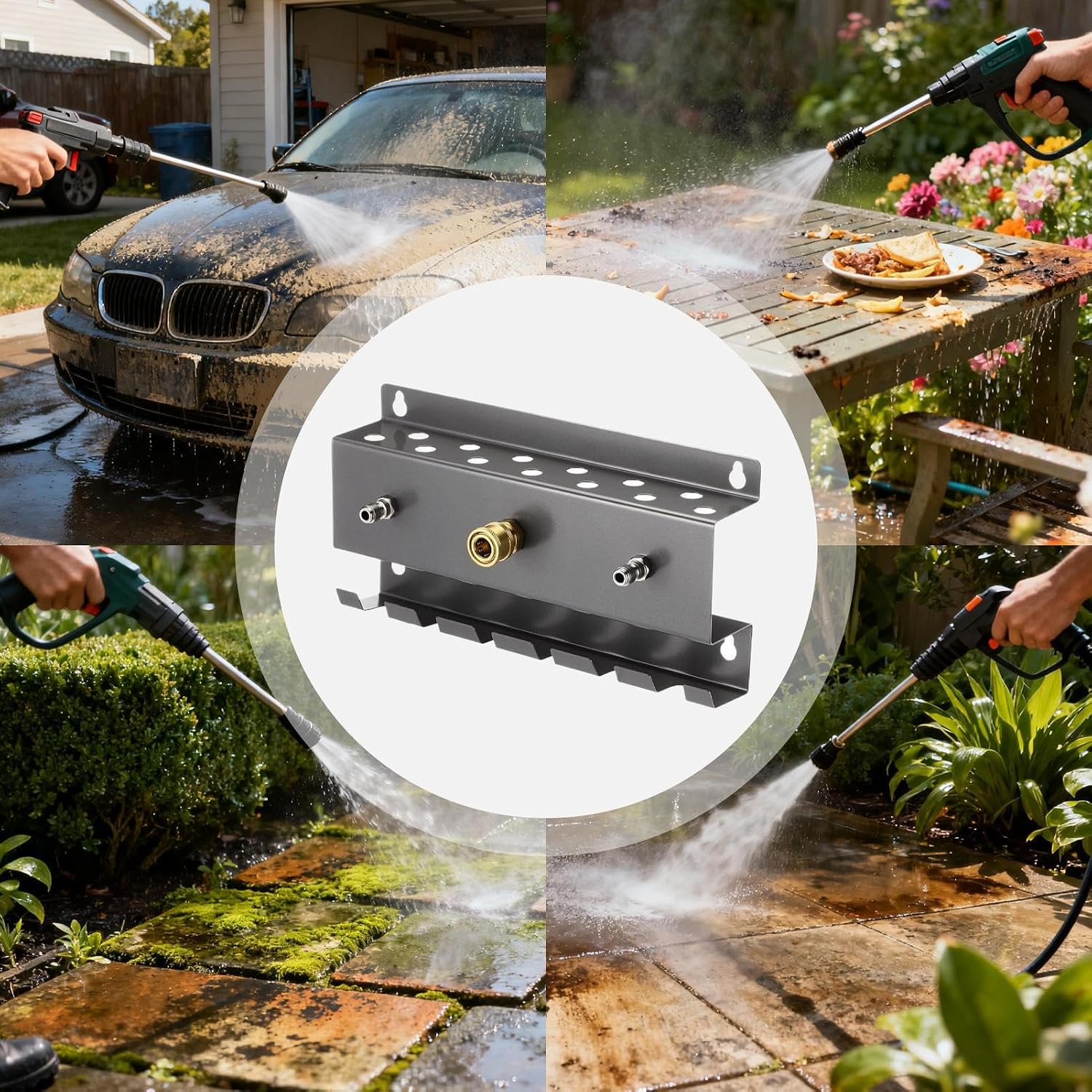 Genérico Support Mural Pour Nettoyeur Haute Pression | Organisateur D'outils De Lavage De Véhicules, Base Pour Tige De Nettoyeur Haute Pression, Pour Garage, Sous-sol, Atelier Domestique, Caravane, Camion