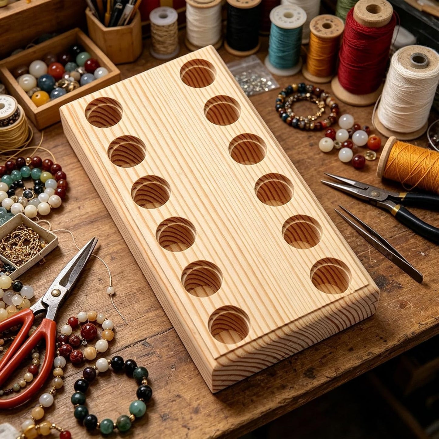  Range-Pinces - Plateau De Rangement En Bois Avec Fentes Multiples Pour Pinces | Organisateur D'Outils Pour La Bijouterie,Pour Garage, Établi, Armoire, Service Mécanicien, Travaux Construction