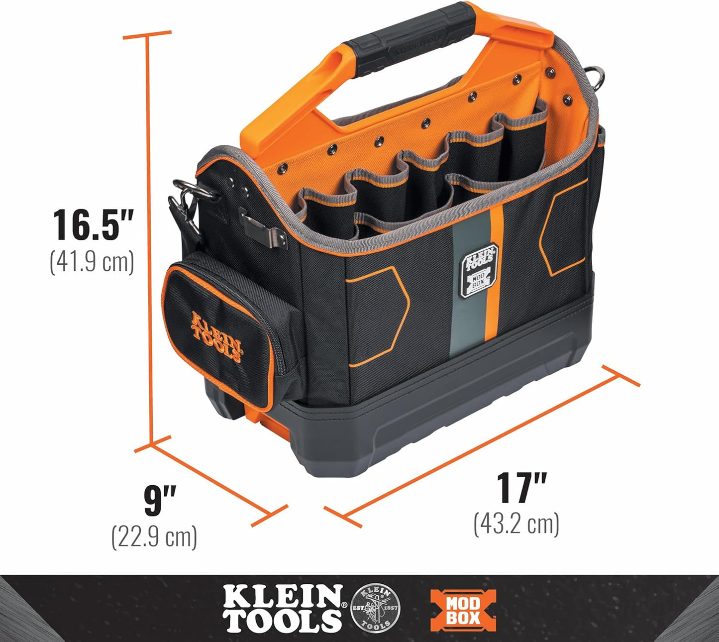  Klein Tools 62202MB MODbox Sac à Outils Fait Partie De La Station De Travail Mobile MODbox, 33 Poches, Grand Espace De Rangement Pour Outils, Poche Zippée Pour Petits Objets