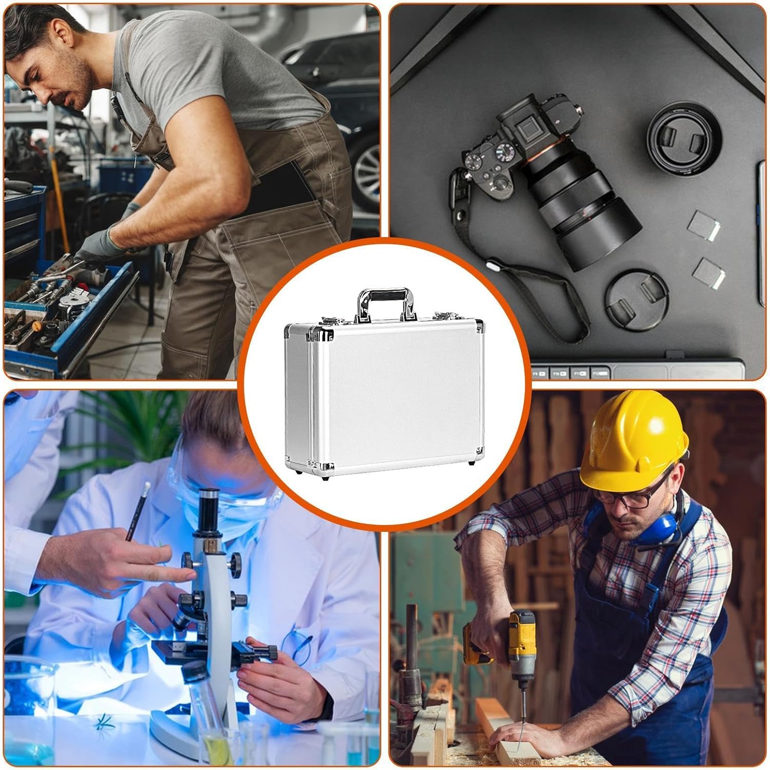 GENERIC Boîte à Outils En Métal, Petite Boîte à Outils, Organiseur De Rangement Carré, Boîte à Outils Avec Doublure En éponge, Boîte De Rangement Pour Bijoux, Montres, Cosmétiques, Boîte De Rangement En Métal