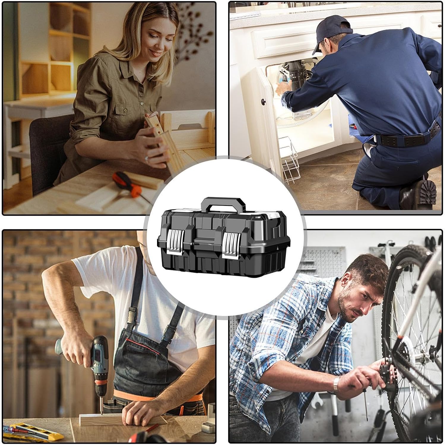 GENERIC Boîte à Outils De Quincaillerie, Organiseur De Matériel étanche à 3 Couches | Boîte à Outils Robuste Multifonctionnelle De Grande Capacité Avec Boucle En Acier Inoxydable Pour Mécanique, Industriel
