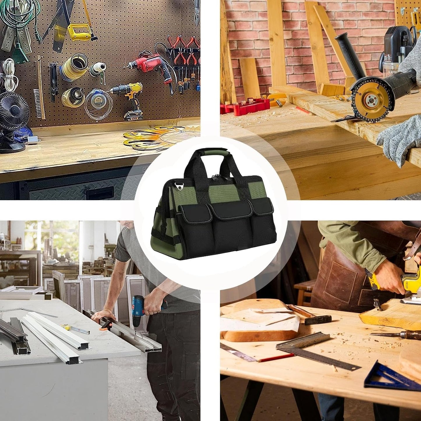 Genérico Sac à Outils, Sac Multi-poches, Grand Sac De Travail, Sac Portable Multifonctionnel, Sac à Outils Multifonctionnel Pour Réparateur Grand Sac à Outils, 8,27x14,17x8,66 Pouces