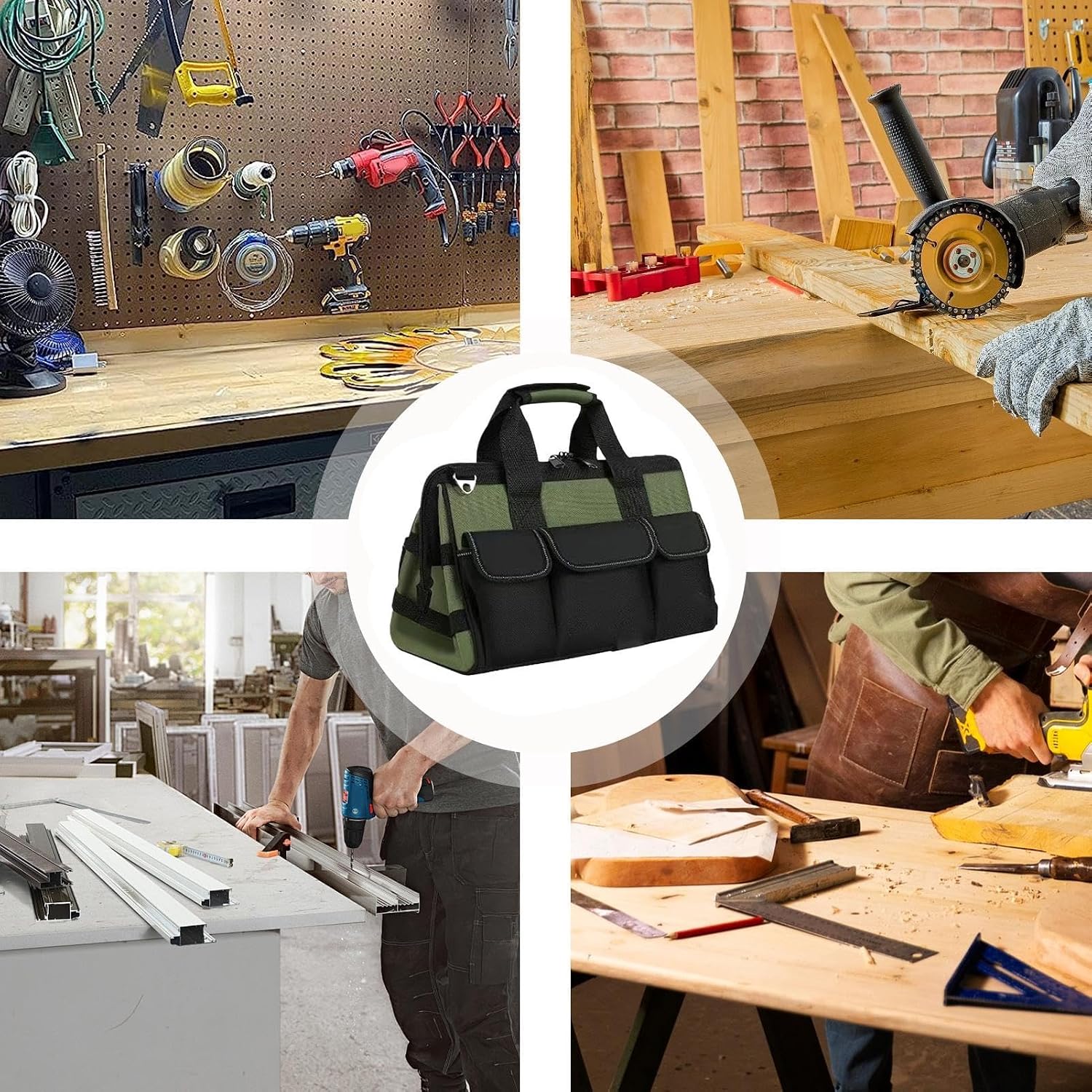 Genérico Sac à Outils, Sac Multi-poches, Grand Sac De Travail, Sac Portable Multifonctionnel, Sac à Outils Multifonctionnel Pour Réparateur Grand Sac à Outils, 8,27x14,17x8,66 Pouces
