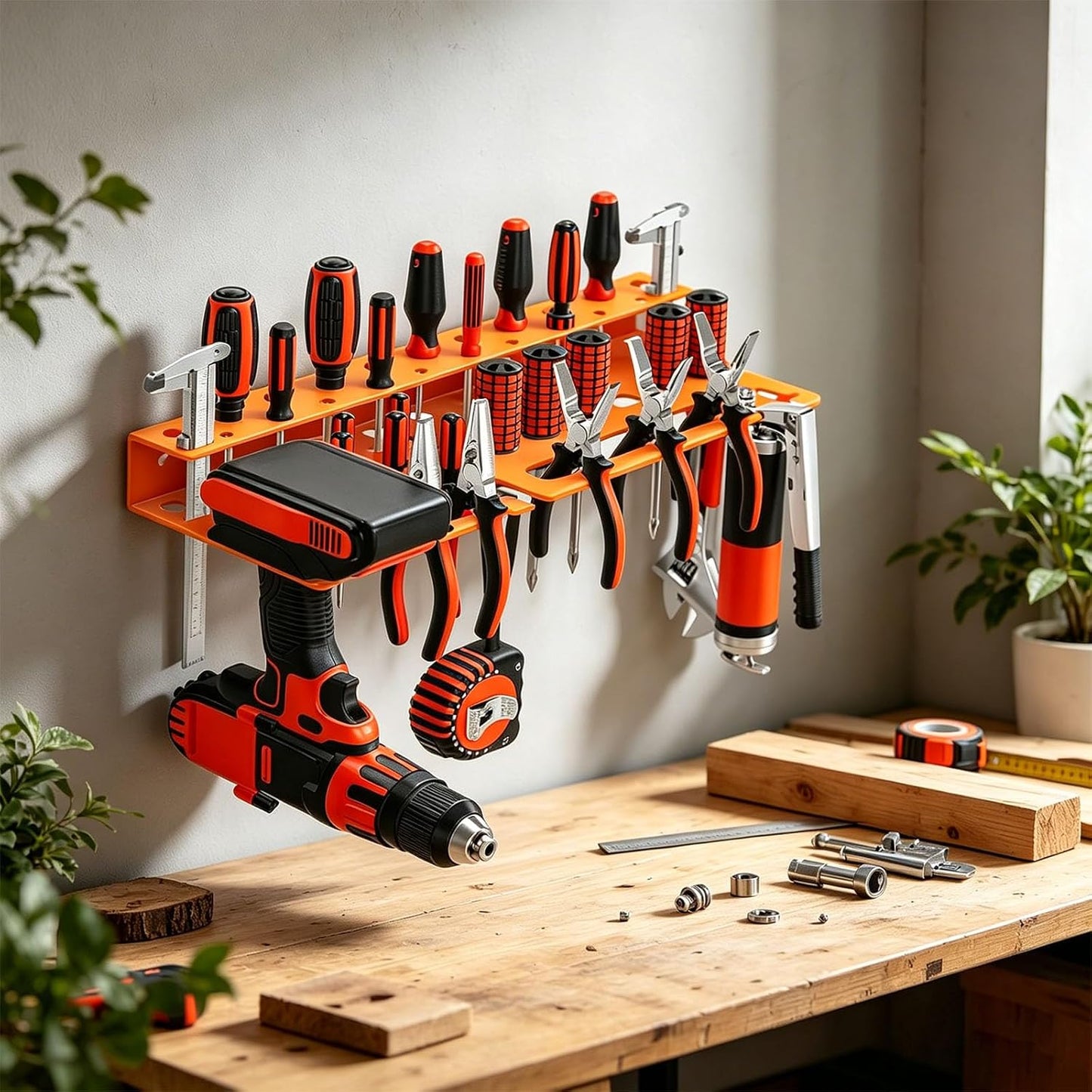  Porte-outils En Acier Solide Avec Séparateurs Réglables Pour Un Espace De Travail Efficace, Boîte De Rangement Antidérapante Pour Outils