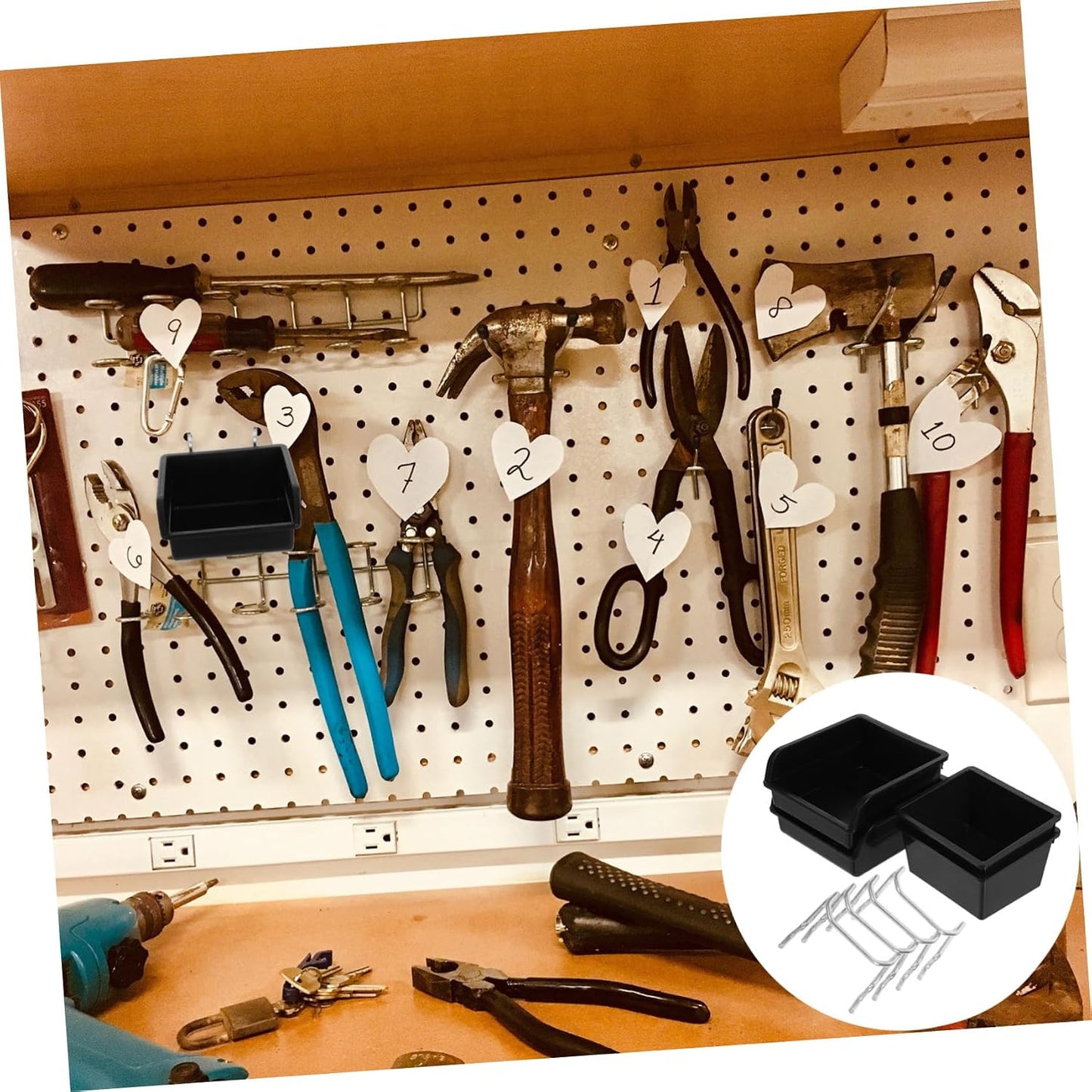  Ciieeo 4pièces Lot De Bacs De Rangement Pour Panneaux Perforés Boîtes à Vis Porte-outils Organisateurs De Garage Accessoires Pour Panneaux Perforés