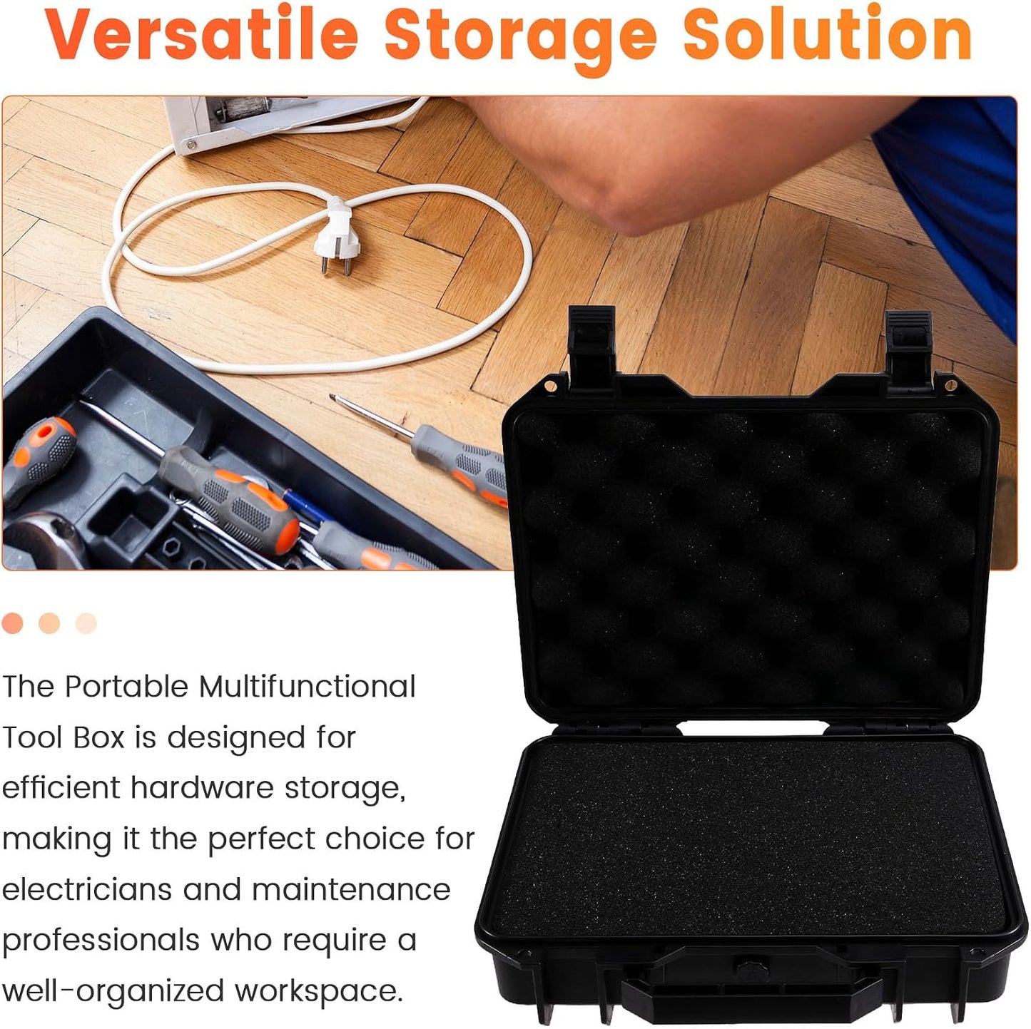 Boîte à Outils Portable En PP, Emballage De Montre Noire, Boîte De Rangement D'Énergie Mobile En ABS Pour Équipement De Sécurité.