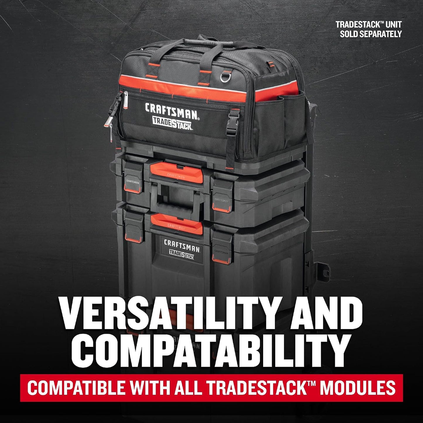  CRAFTSMAN TRADESTACK CMST21450 Sac à Outils En Polyester Durable, Noir Et Rouge, 57,1 Cm