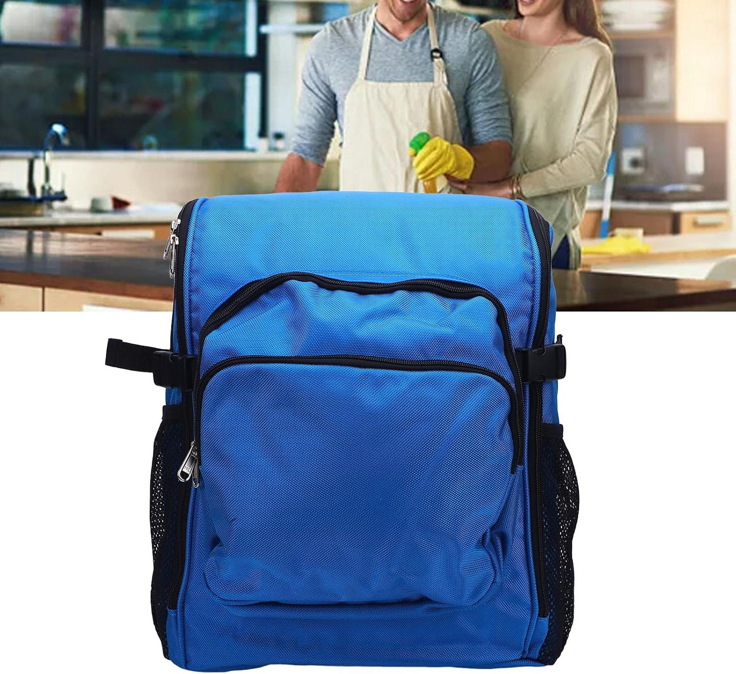 Outil De Nettoyage Sac À Dos Grande Capacité Durable Oxford Tissu Anti Éclaboussures Fournitures De Ménage Sac De Rangement Pour Les Nettoyeurs Professionnels Et Usage Domestique (Bleu)