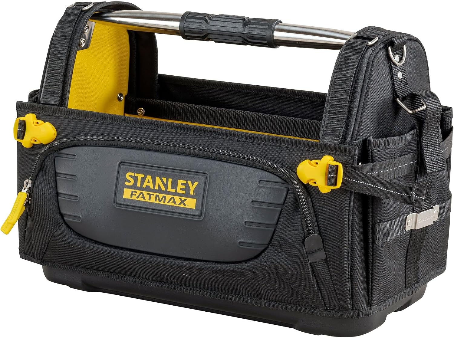  STANLEY Fmst1-80146 Panier Porte-Outils Gamme FATMAX - Base Rigide Étanche - 600 Deniers - Nombreuses Poches - Poignée Acier - Sangle D'Épaule Détachable
