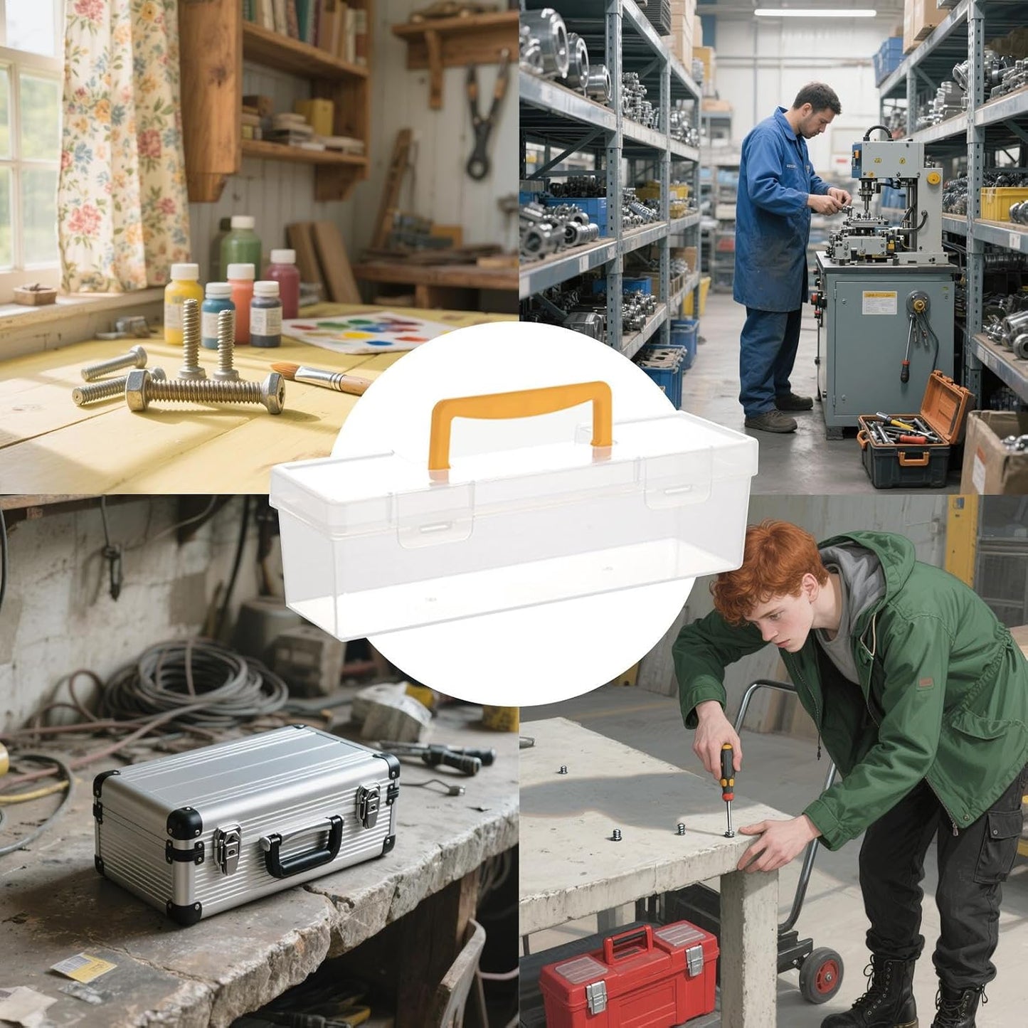  Organisateur De Petite Boîte À Outils | Organisateur De Petits Éléments - Conteneur Transparent À Compartiments Pour Bricolage Électronique Établi Garage