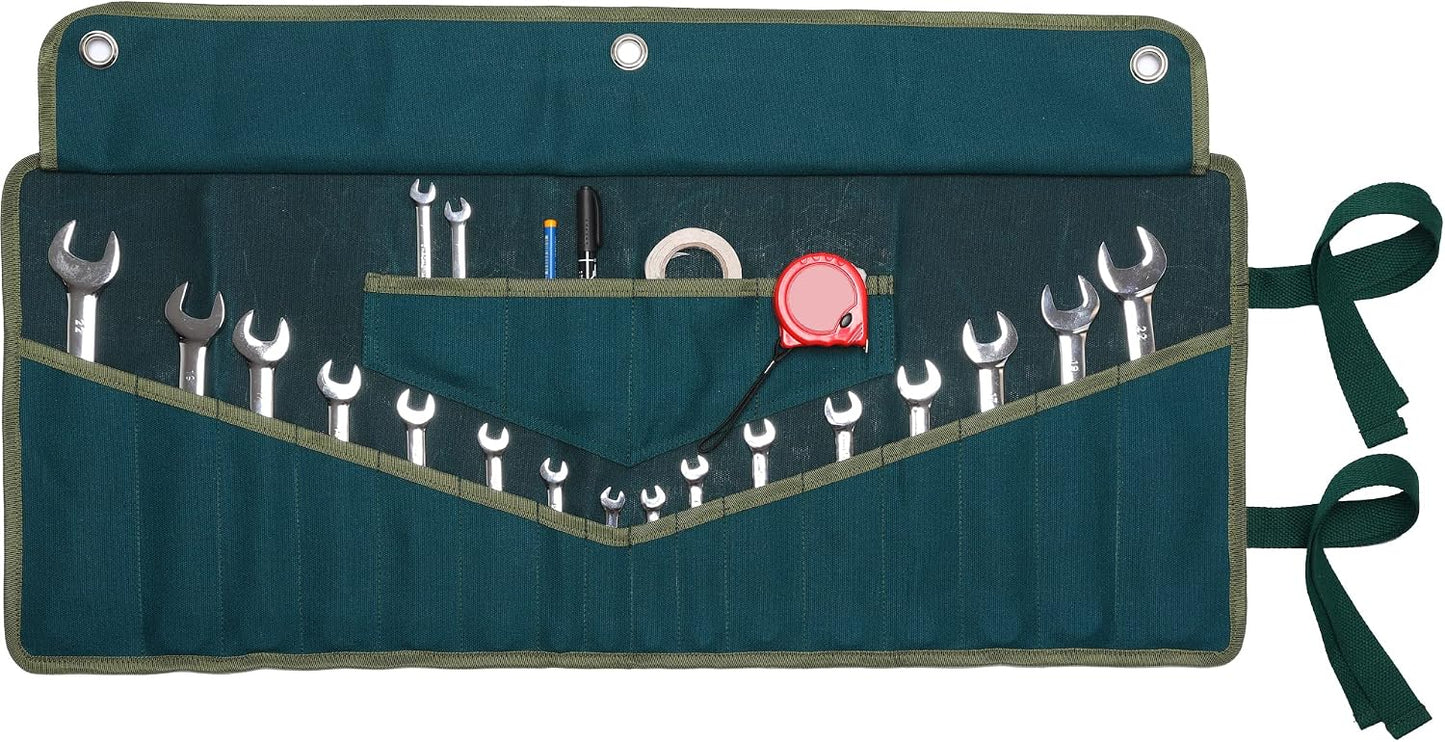  Sac De Rangement Pour Outils, 16 Oz En Toile Cirée, Résistant, 10 Poches, Métrique Et SAE, Porte-clé Avec œillets, Kaki, 45,7 Cm L X 38,5 Cm L