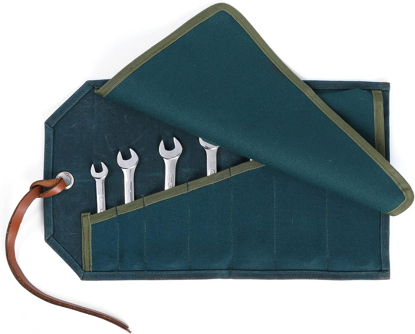  Sac De Rangement Pour Outils, 16 Oz En Toile Cirée, Résistant, 10 Poches, Métrique Et SAE, Porte-clé Avec œillets, Kaki, 45,7 Cm L X 38,5 Cm L