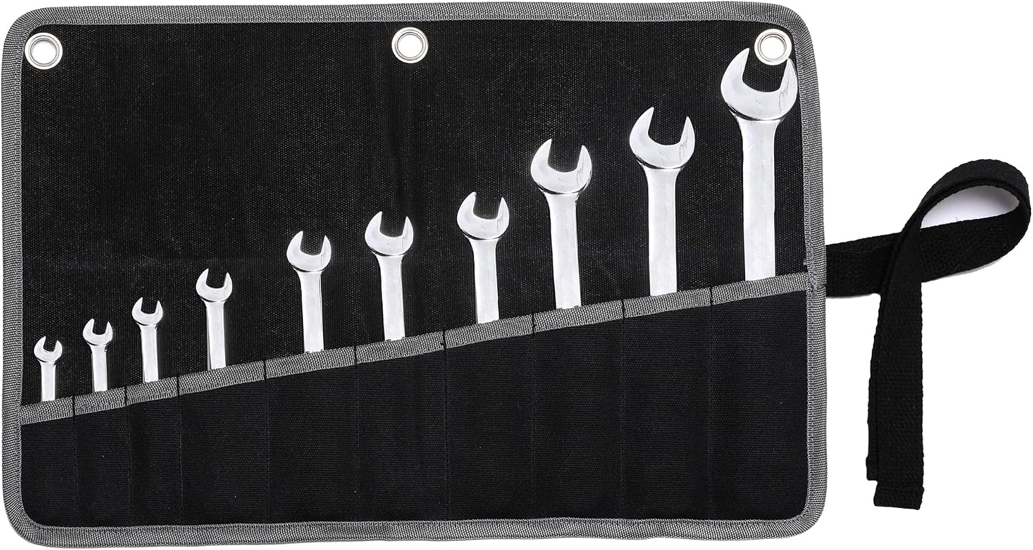  Sac De Rangement Pour Outils, 16 Oz En Toile Cirée, Résistant, 10 Poches, Métrique Et SAE, Porte-clé Avec œillets, Kaki, 45,7 Cm L X 38,5 Cm L