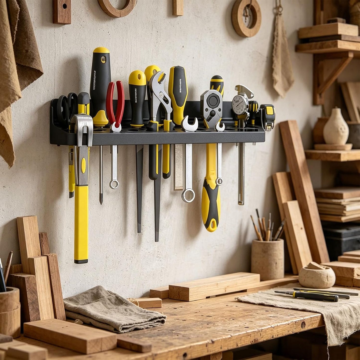  Porte-outils Mural Professionnel Avec 51 Trous En Acier Au Carbone Conçu Pour La Productivité De L'espace De Travail Et Planificateur D'outils Antirouille