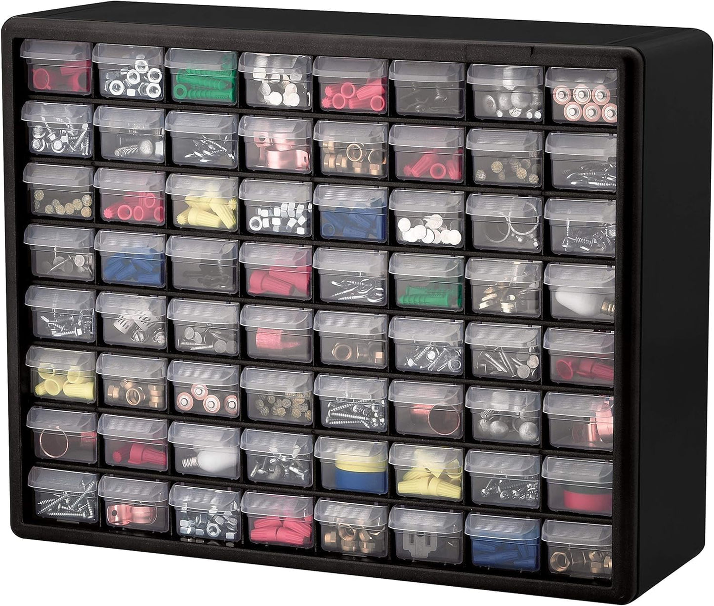  Akro-Mils 10164 64-Drawer Plastic Drawer Storage Cabinet For Garage Organization, Teacher Toolbox, Makeup Organizer, And More, 50,8 Cm W X 16 Cm D X 40,6 Cm H, Black