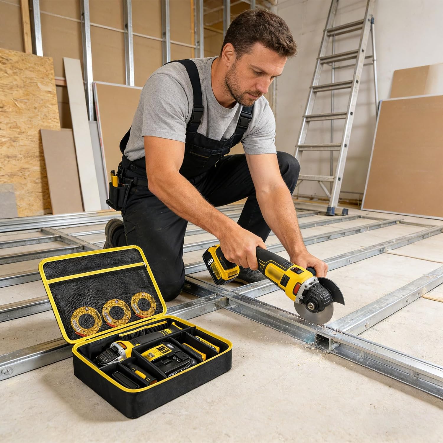  Solution De Rangement Portable Pour Disques Abrasifs Et Pièces D'outils électriques, Cadeaux, Compartiments Renforcés Et Zippés, Moulins Mobiles, Sac De Transport