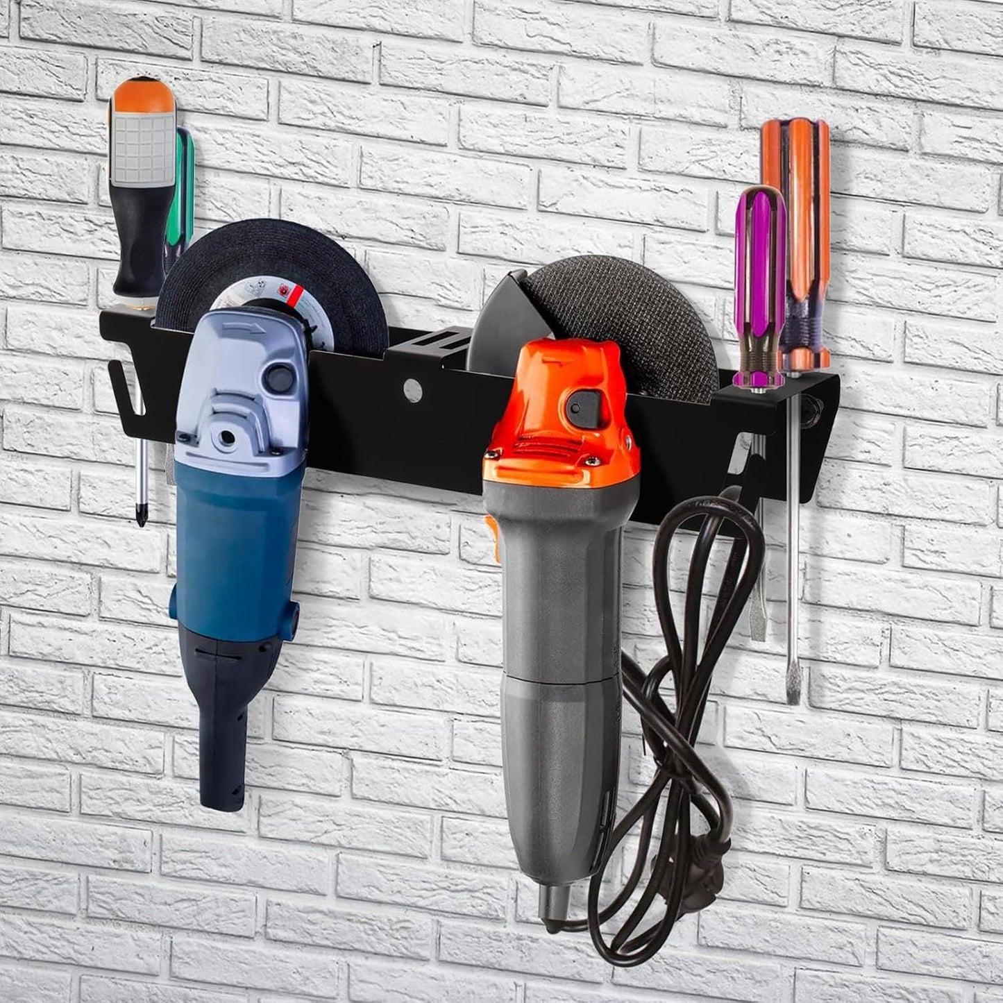 GENERIC Support Pour Meuleuse D'angle | Meuleuse D'angle Murale Et Support D'outils | Organisateur D'outils électriques De Rénovation Domestique à 2 Emplacements Pour Tournevis, Polisseuse, Machine De Découpe